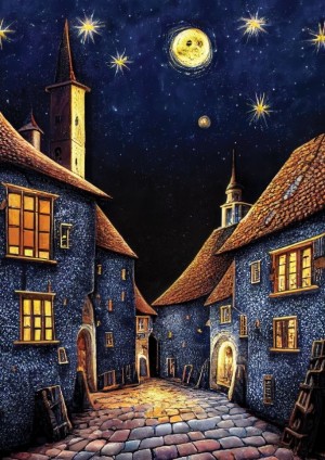 Art Puzzle: Medieval Inn Night (500) verticale puzzel