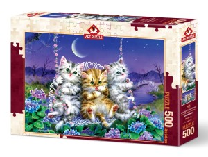 Art Puzzle: Moonlight Swing Kittens (500) kattenpuzzel