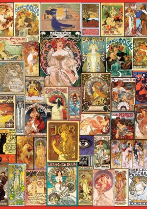 Art Puzzle: Art Nouveau Poster Collage (1500) verticale puzzel