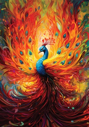 Art Puzzle: Colorful Peacock (1500) verticale puzzel