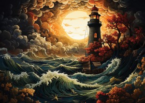 Art Puzzle: Lighthouse in a Storm (1500) legpuzzel
