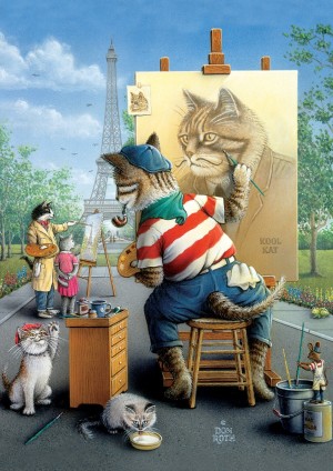 Art Puzzle: The Painter Cat (500) verticale puzzel