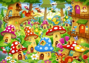 Bluebird Kids: Gnomes in Mushroom Homes (104) kinderpuzzel