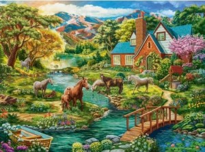 Castorland: Idyllic House with Horses (2000) legpuzzel