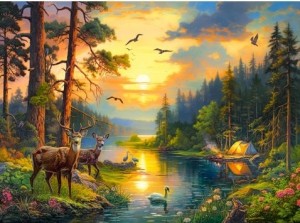 Castorland: Sunset over Forest River (3000) legpuzzel