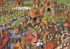 Grafika: Francois Ruyer - Rabbits Village (1000) legpuzzel