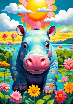 Enjoy: Sunny Hippo (1000) verticale puzzel