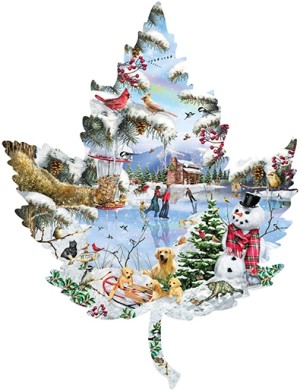 SunsOut: Winter on the Lake (1000) shaped puzzel