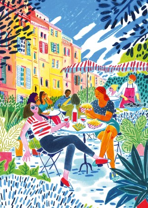 Pieces and Peace: Sun on the Terrace (1000) verticale puzzel