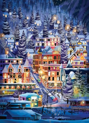 Cobble Hill: Ski Town (500XL) verticale puzzel
