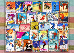 Grafika: Ski Stamp Posters (500) legpuzzel
