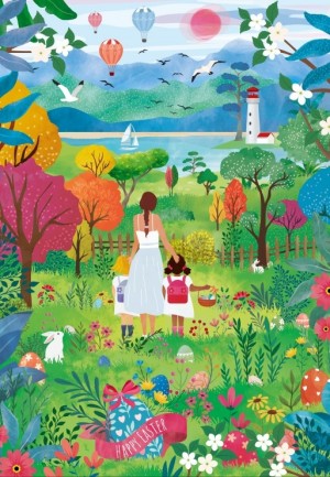 Pieces and Peace: Happy Easter (1000) verticale puzzel