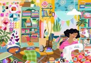 Pieces and Peace: My Happy Place is in the Sewing Room (1000) puzzel