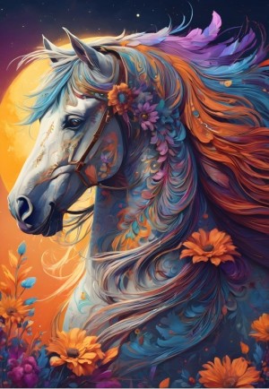 Bluebird: Floral Horse (1000) verticale puzzel