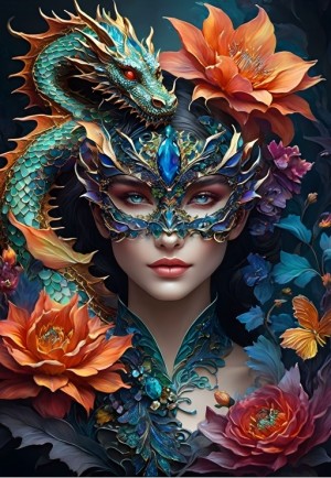 Bluebird: Lady with a Dragon (1000) verticale puzzel