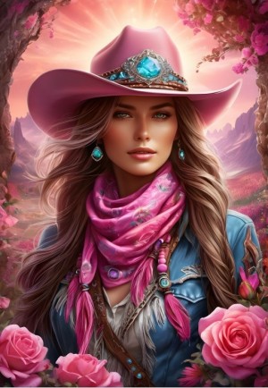 Bluebird: Pink Cowgirl (1000) verticale puzzel