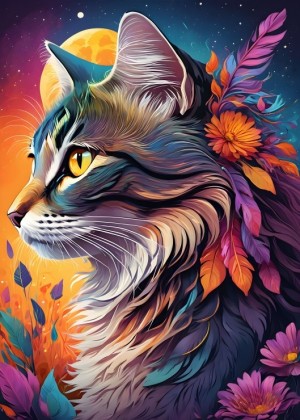 Bluebird: Floral Cat (500) verticale puzzel