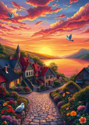 Alipson: Vue Sur la Lac (500) verticale puzzel