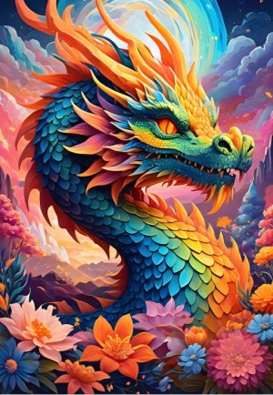 Alipson: Colorful Dragon (1000) verticale puzzel