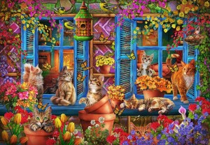 Bluebird: Window Shelf Cats (1000) kattenpuzzel