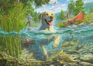 Schmidt: Hondenliefde Gele Labrador op vissenjacht (1000) hondenpuzzel