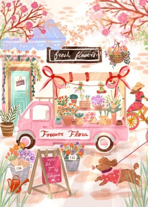 Pieces and Peace: Forever Flora Flower Truck (500) verticale puzzel