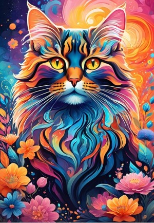 Alipson: Multicoloured Cat (1000) verticale puzzel