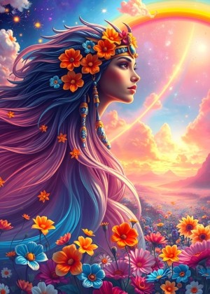 Alipson: Rainbow Flower Girl (500) verticale puzzel
