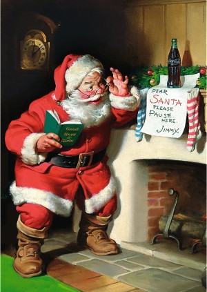 Trefl: Coca Cola Santa by the Fireplace (1000) verticale puzzel