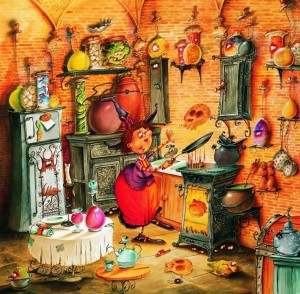 Grafika: Francois Ruyer - The Kitchen Witch (1024) vierkante puzzel