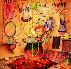 Grafika: Francois Ruyer - Witch in Bath (1024) vierkante puzzel