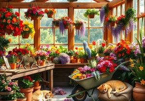 Alipson: Naps in the Greenhouse (1000) kattenpuzzel