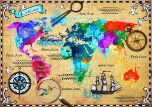 Bluebird: Colorful World Map (2000) legpuzzel