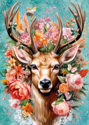 Cherry Pazzi: Flower Deer (1000) verticale puzzel