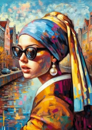 Cherry Pazzi: Girl with a Pearl (1000) verticale puzzel