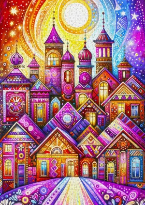 Enjoy: Violet Town (1000) verticale puzzel