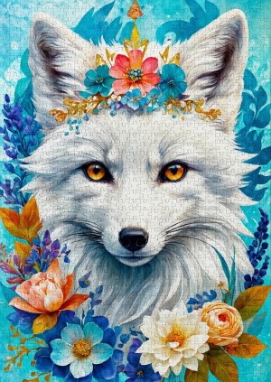 Enjoy: Blooming Snow Fox (1000) verticale puzzel