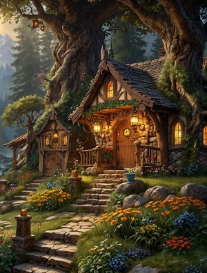 SunsOut: Forest Cottage (500L) verticale puzzel