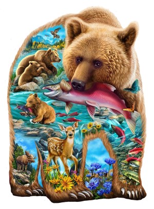SunsOut: A Bear in the Woods (1000) shaped puzzel