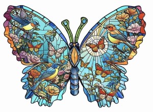 SunsOut: Birds Flowers and Butterflies (1000) shaped puzzel
