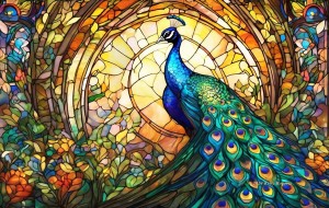 SunsOut: Stained Glass Zoo Peacock (550L) legpuzzel