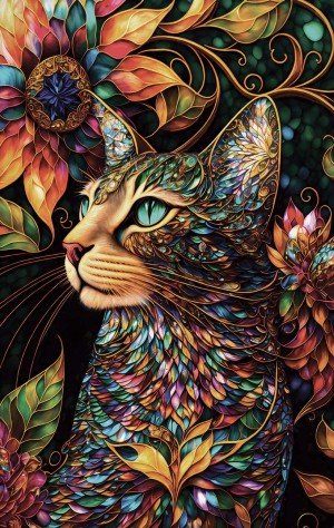 SunsOut: A Happy Cat (550L) verticale puzzel