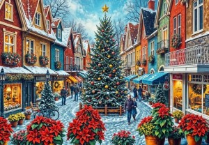 Bluebird: Christmas Town Square Shopping (1000) kerstpuzzel