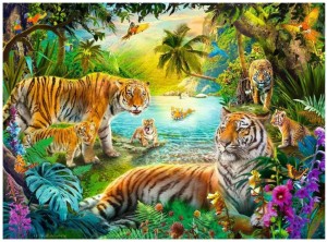 Ravensburger: Tiger Family in the Oasis (500) tijgerpuzzel