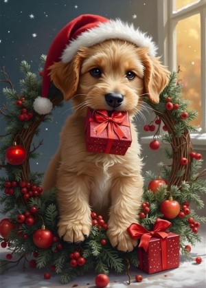 Bluebird: Santa's Puppy (300XL) verticale puzzel