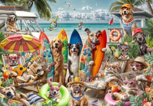 Bluebird: Dogs and Cats at the Beach (1000) legpuzzel