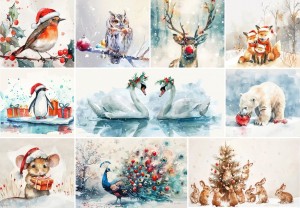 Grafika: Animals at Christmas (1000) kerstpuzzel