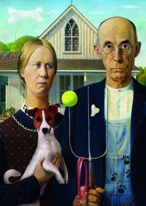 Trefl: American Gothic - Dog Edition (500) verticale puzzel