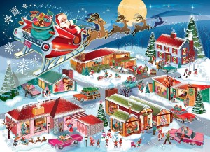 Cobble Hill: Santa's Flyby (350XL) familypuzzel