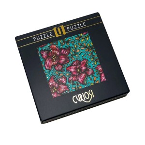 Curiosi: Roze Bloemen - Goud (72) minipuzzel
